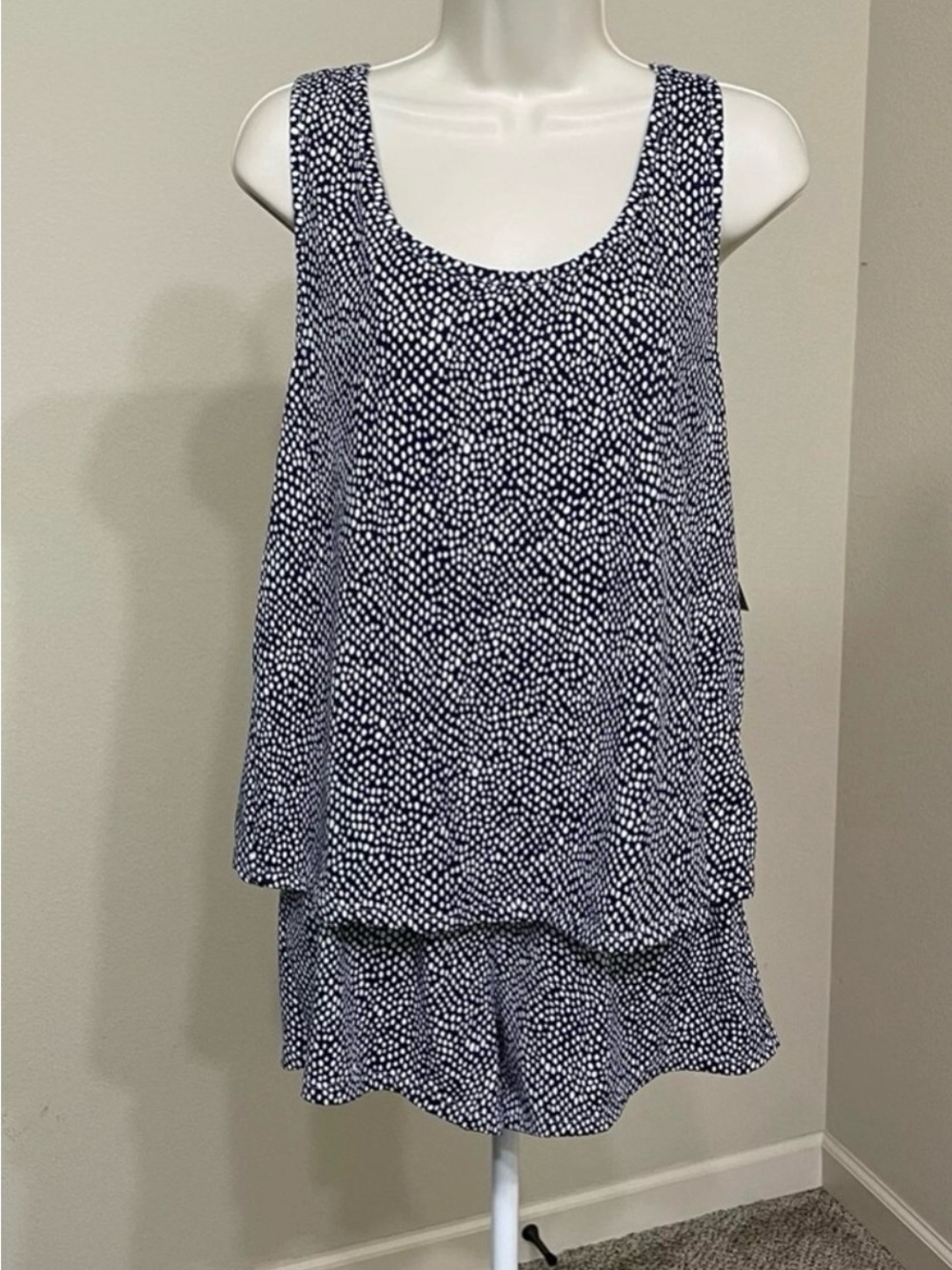 Pj Couture Navy & White Dot Tank Pajama Set